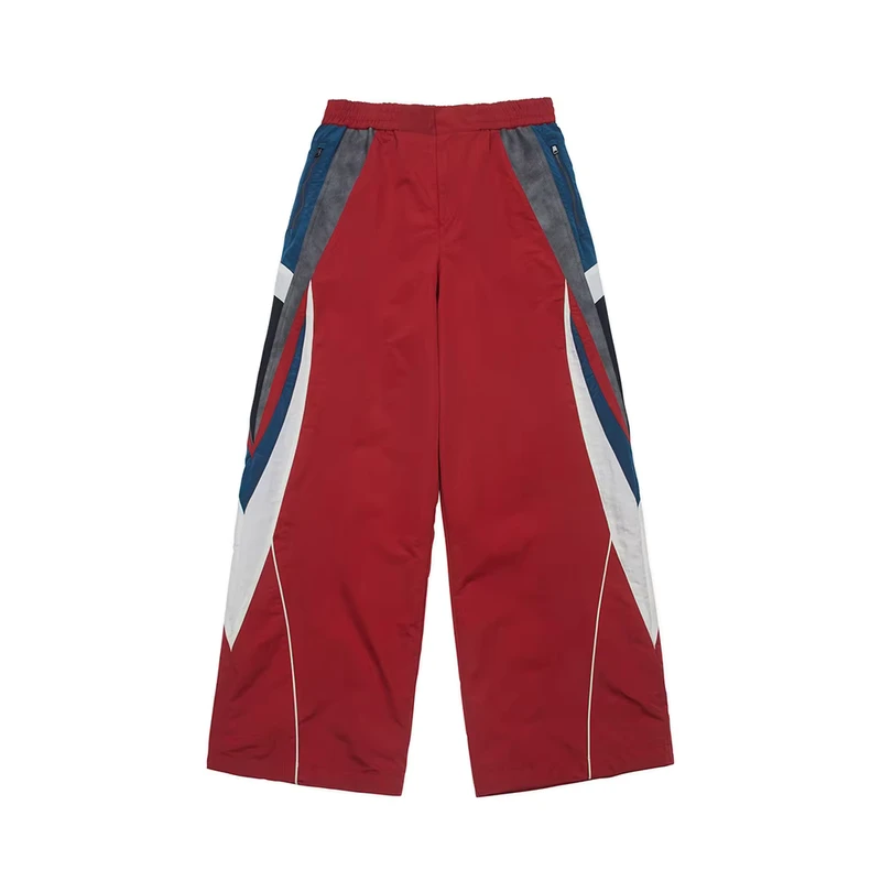 Oem Odm Service Men S Custom Wide Leg Hip Pop Embroidered Pants Casual Style Plus Size Flat Front Parachute Windbreaker Pants Fa