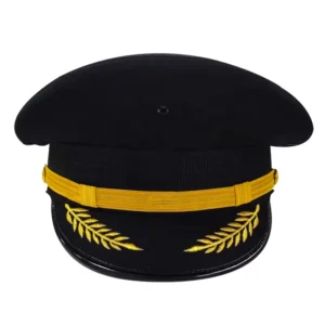 Officer Flight Captain Pilot Peaked Cap for Party Character Style with Metal Cap Badge