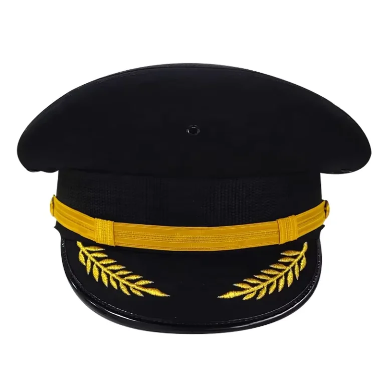 Officer-Flight-Captain-Pilot-Peaked-Cap-for-Party-Character-Style-with-Metal-Cap-Badge