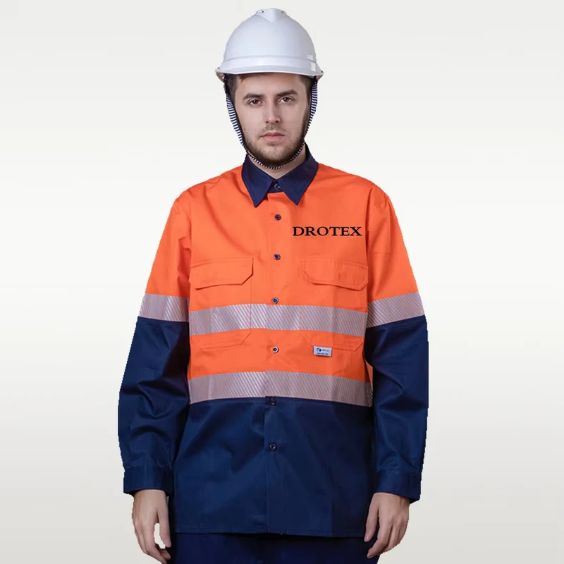 Oil Field Cotton Anti-Static Flame-Resistant Safety Work Shirt