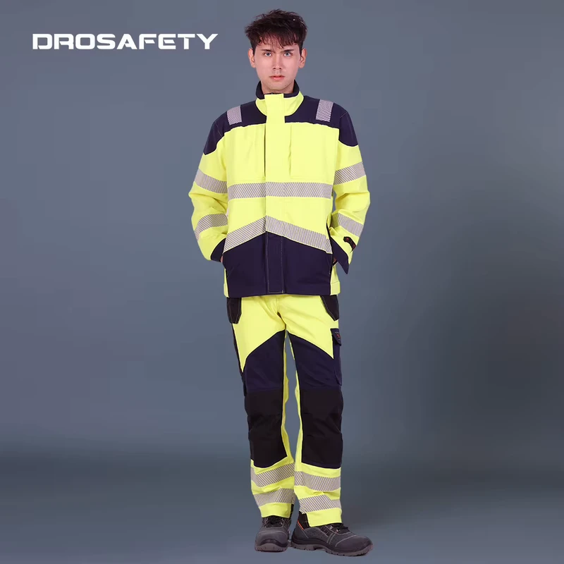Oil&gas Electrical Fire Resistant Work Clothes Jacket Pants Reflective Hi Vis Safety Suits