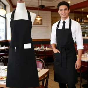Oilproof Waterproof Solid Color Sleeveless Cotton Bib Apron with Pocket