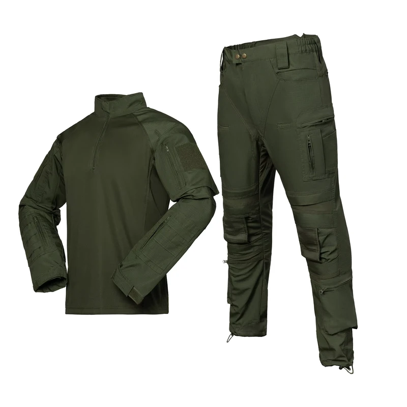 Olive Green A7 Frog Suit Tactical Uniform, Twill Polyester Cotton, with Multiple Pockets