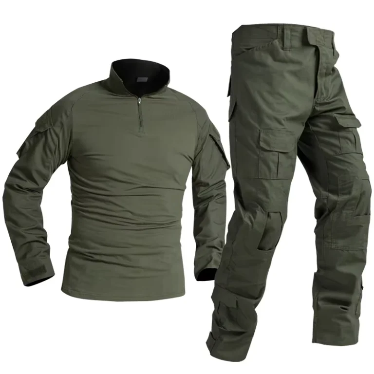 Olive-Green-Frog-Suit-Long-Sleeve-Shirt-and-Pants-Tactical-Camouflage-Combat-Uniform