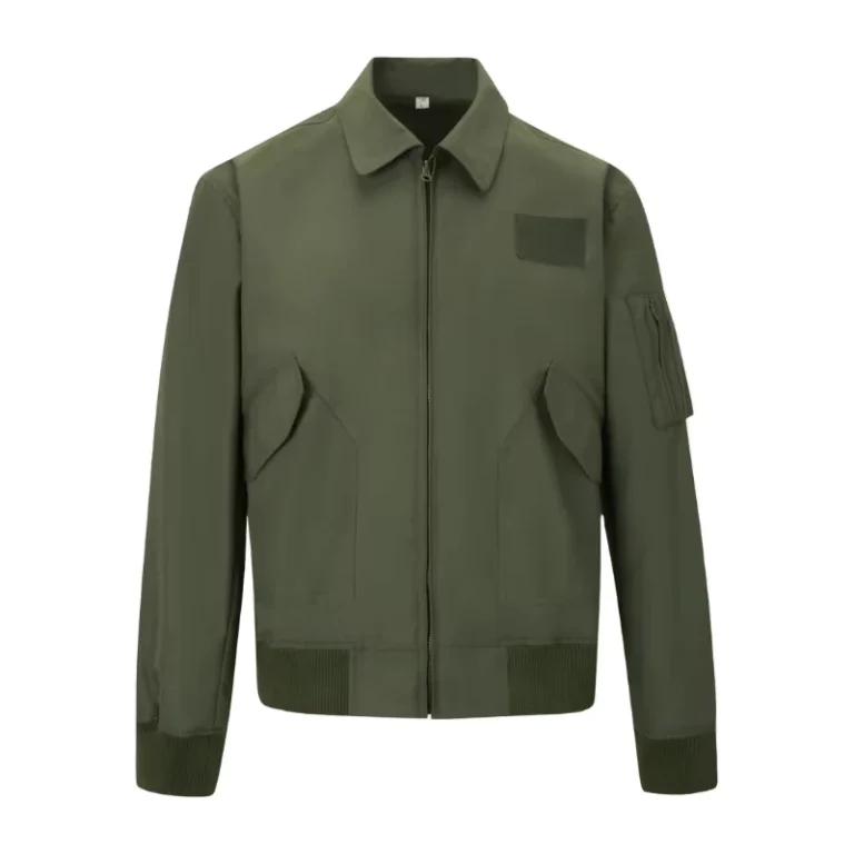 Olive-Green-Mens-Stand-Collar-Workwear-Uniform-Jacket