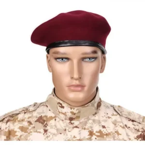 Olive Green Metal-Logo Tactical Beret Hat for Security Guard Uniform