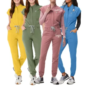 One-Piece TRS Fabric Medical Scrub Jumpsuit for Hospital and Dental Clinics