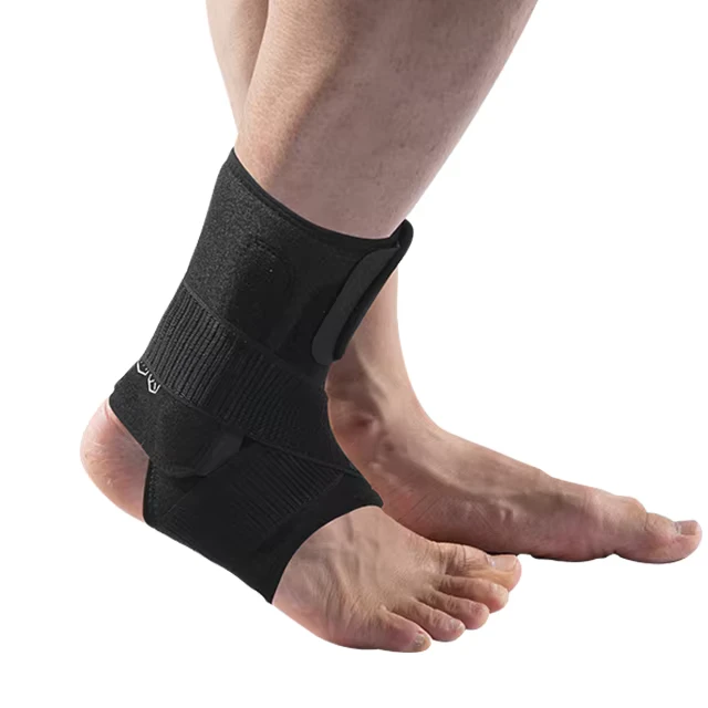 Open-Heel Compression Ankle Brace With Two-Sided Stabilizers and Straps