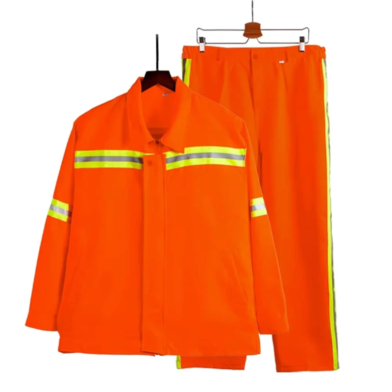 Orange Hi Vis Reflective Windbreaker Safety Jacket for Sanitation, Garden Work, and Surveying