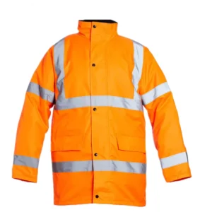 Orange Hi Vis Waterproof ANSI EN471 Class 3 Certified Polyester Safety Jacket Men Women Reflective Fleece Parka Customized Logo