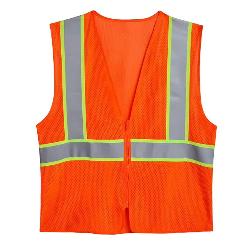 Orange High-Visibility Reflective Construction Safety Vest with Custom Logo