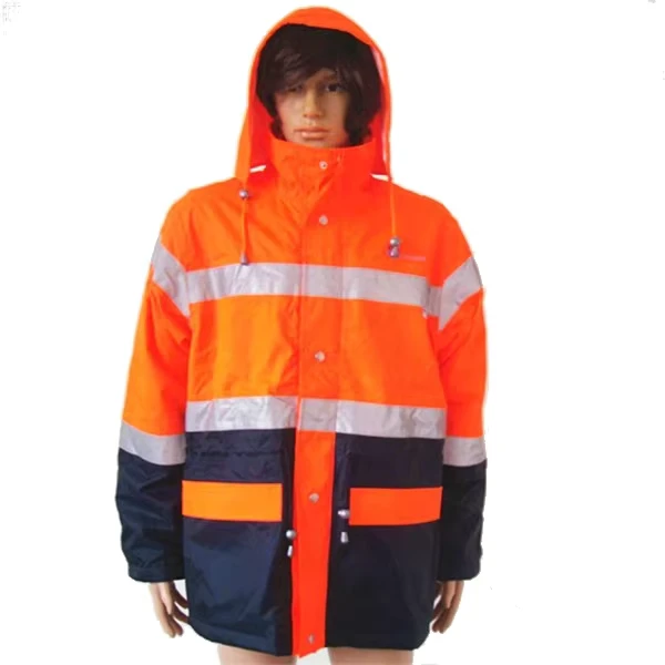 Orange MEN Jackets Polar Fleece Reflective Safety Jacket