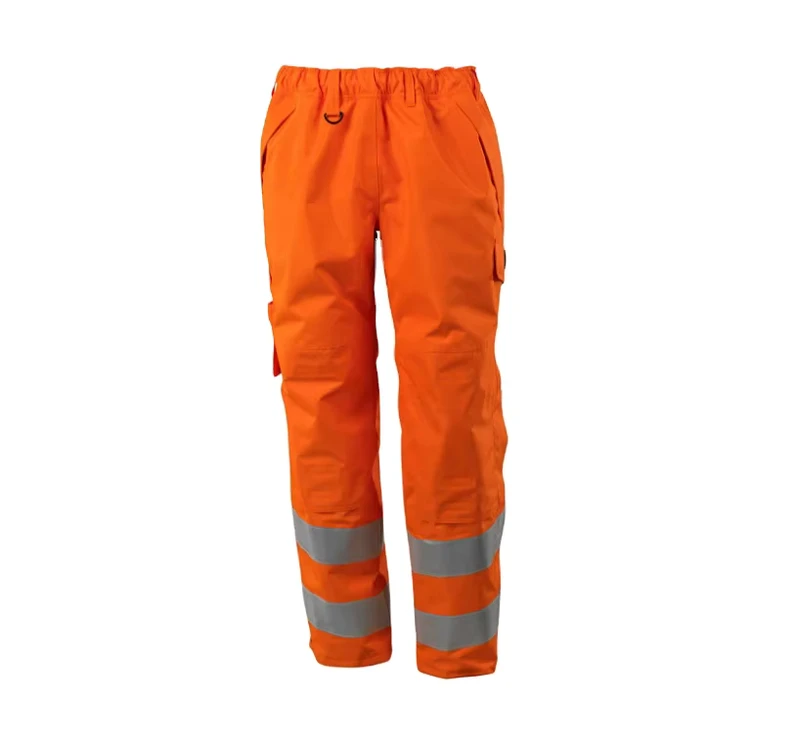 Orange Multipocket Reflective Safety Men Workpants Hi Vis Flame Resistant FR Cargo Work Pants with Knee Pads