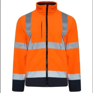 Orange Navy Two Tone Thermal High Visibility Waterproof Hi Vis Reflective Safety Softshell Jacket