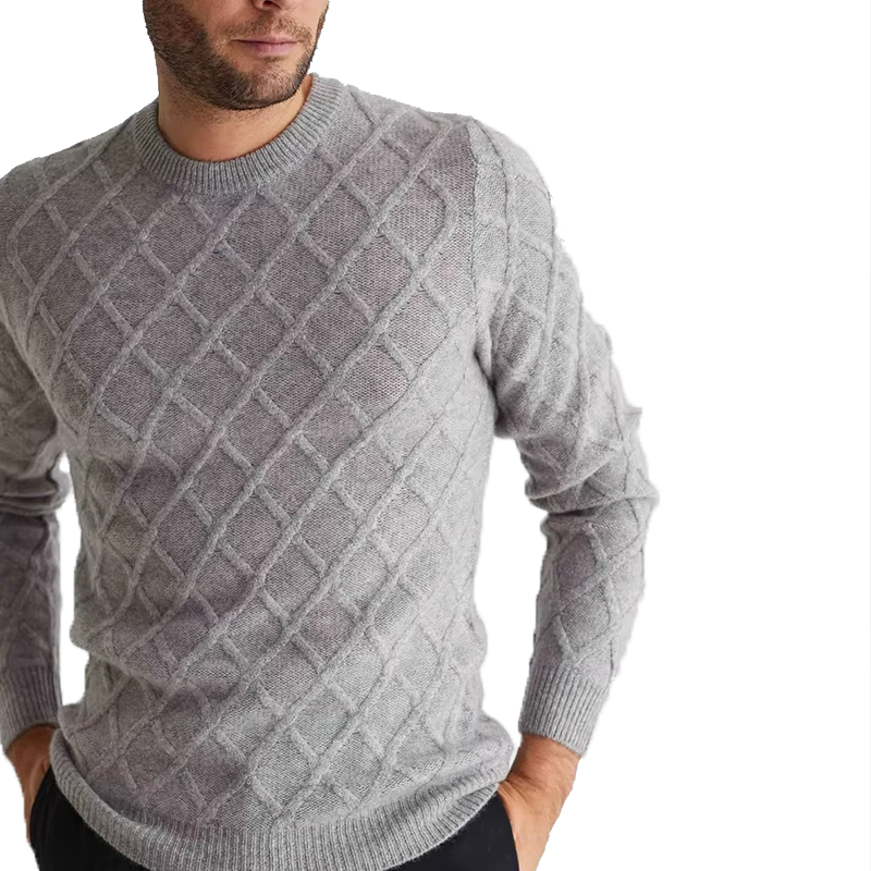 Organic Cashmere Sweater for Men Wholesales Crew Neck Pullover 100% Pure Cashmere Sweater Winter Clothes Standard Knitted