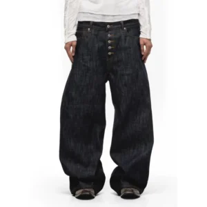 Original Manufacturer High Quality Vintage Black Custom Heavyweight Raw Selvage Baggy Selvedge Japanese Denim Jeans Men