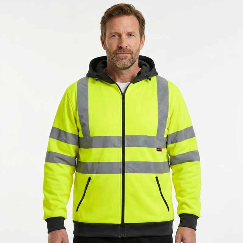 Outdoor Breathable Plus Size Thin Fleece Lined Hi Visibility Polyester Spring Autumn Long Sleeve Reflective Night Running Safety
