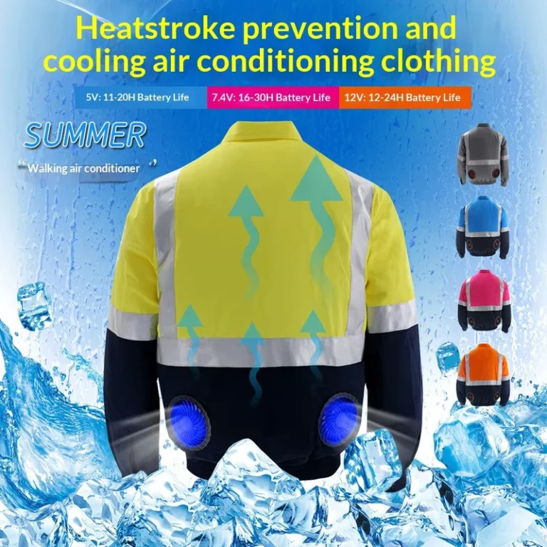 Outdoor-Site-Labor-Uniform-Spliced-High-Visibility-Reflective-Warning-Strip-Fan-Jacket-Rechargeable-Strong-Wind-Air-Conditioning