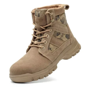 Outdoor Tactical Safety Boots High Top Men’s Work Shoes Oil Resistant Anti Slip Hiking Boots Steel Toe Protective Footwear