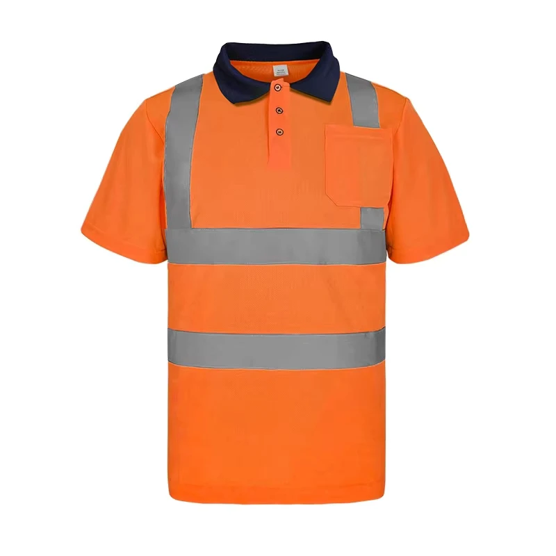 Outdoor Work Night Running Cycling Reflective Safety Clothing Summer Breathable Reflective Polo Shirts and T-Shirts