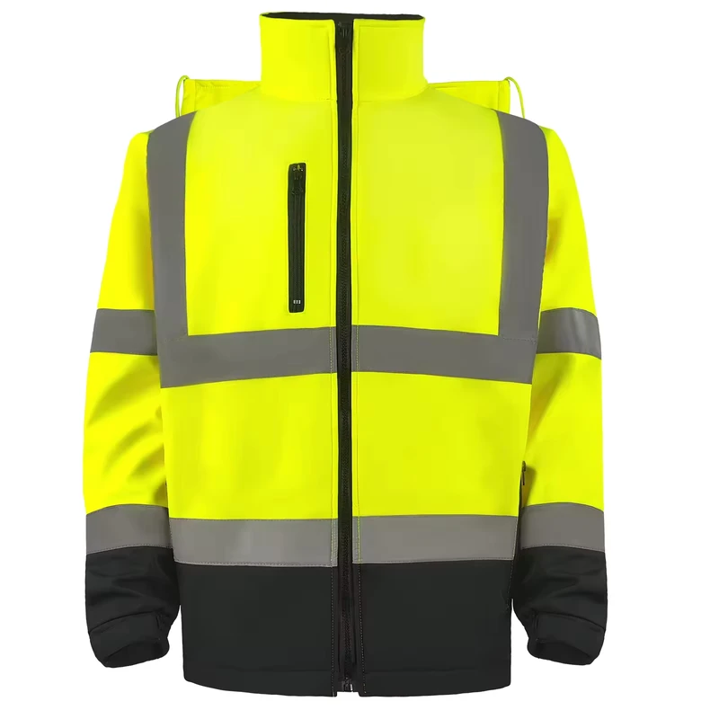 Outdoor Work Warm Fleece Lining Safety Reflective Jacket Waterproof Windproof Hi Vis Fluorescent Reflective Jacket