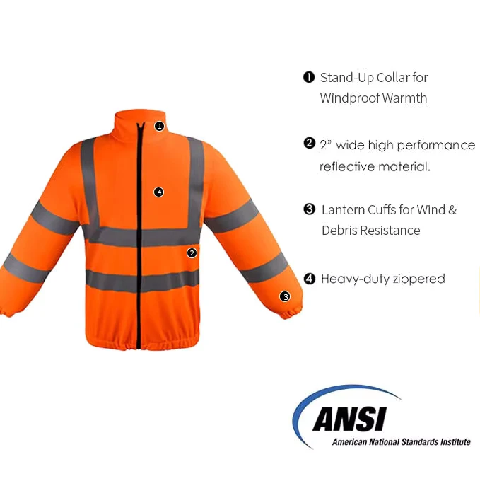 Outdoor Workwear Reinforced Stitching High Visibility Reflective Work Hoodie With Zipper