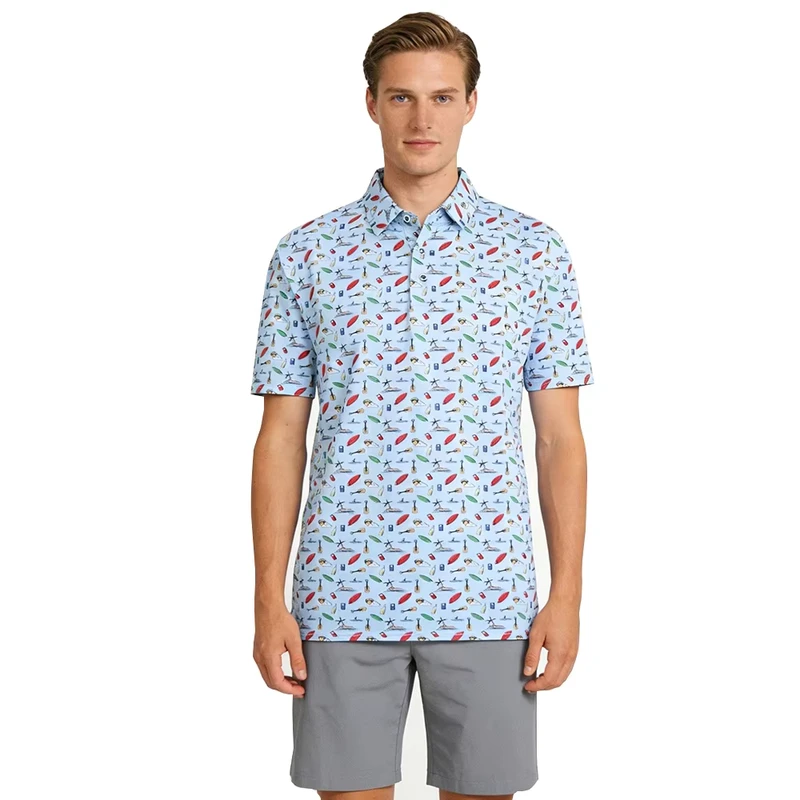 Oversized Moisture-Wicking Embroidered Logo Print Golf Polo Shirt
