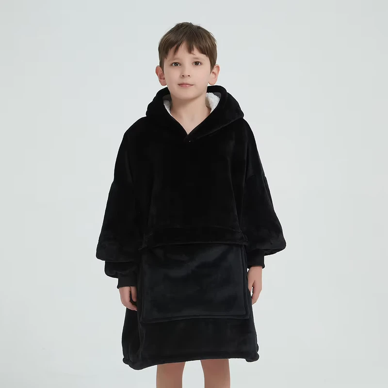 Oversized Sherpa Fleece Blanket Wearable Blanket Hoodie for Adults & Teens