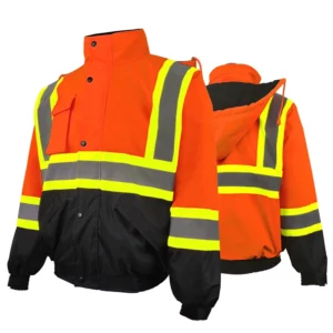Oxford Winter Warm Fleece Hi Vis Safety Jacket Multifunction Adjustable Cuff Bomber Reflective Safety Jacket