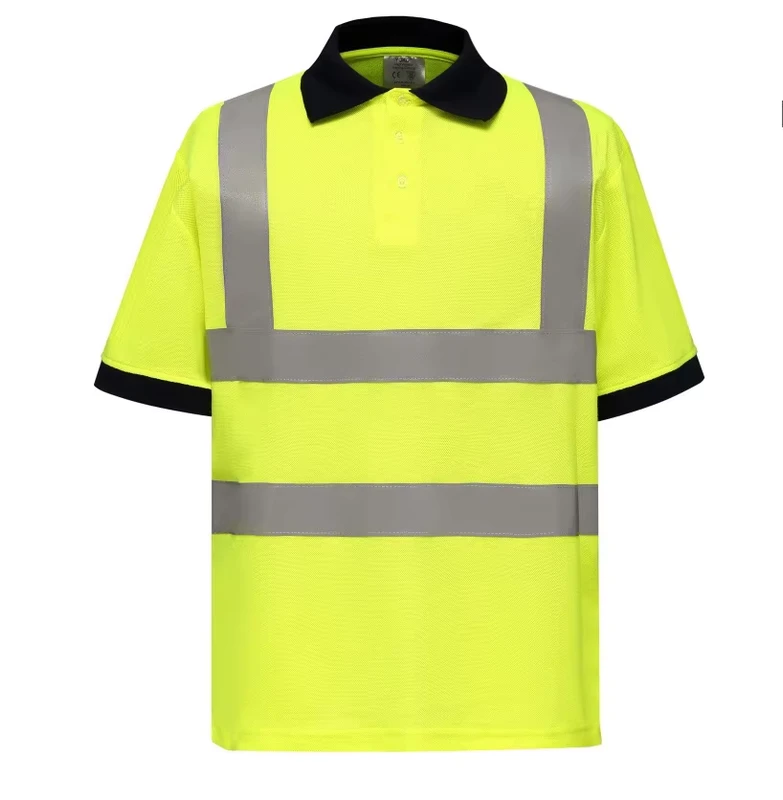 PA0814 Hi Vis Construction Long Sleeve T Shirt Hi Vis Workwear Reflective Safety Polo T Shirt With Reflective Tapes