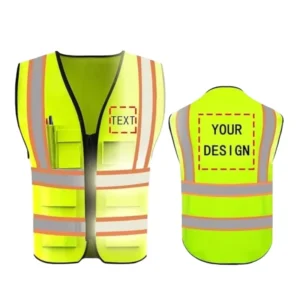PA1023 High-Visibility Reflective Safety Vest with 5 Pockets for Outdoor Workwear
