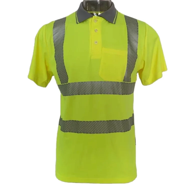 PA816-ANSI-Reflective-High-Visibility-Safety-Polo-Shirt-Lime-Short-Sleeve