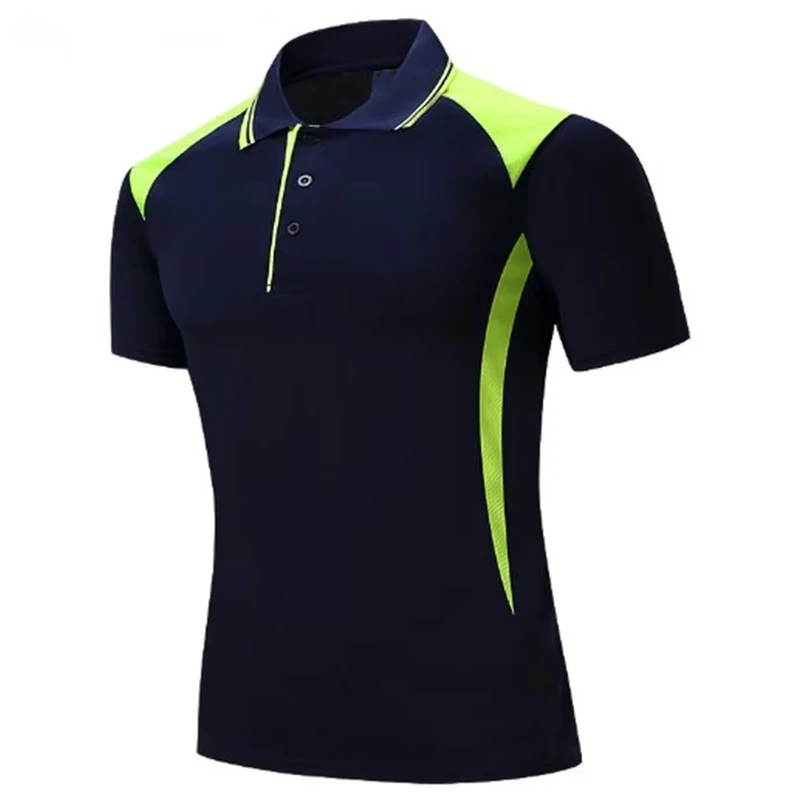 PL073 Custom Logo 100% Polyester Two Color Men School Working Uniform Polo T Shirts Summer Slim Fit Work Wear Mens Polo Shirt