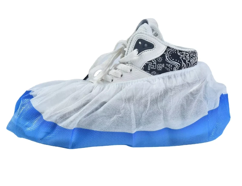 PP+CPE Blue and White Disposable Anti-Slip Shoe Covers for Food Processing