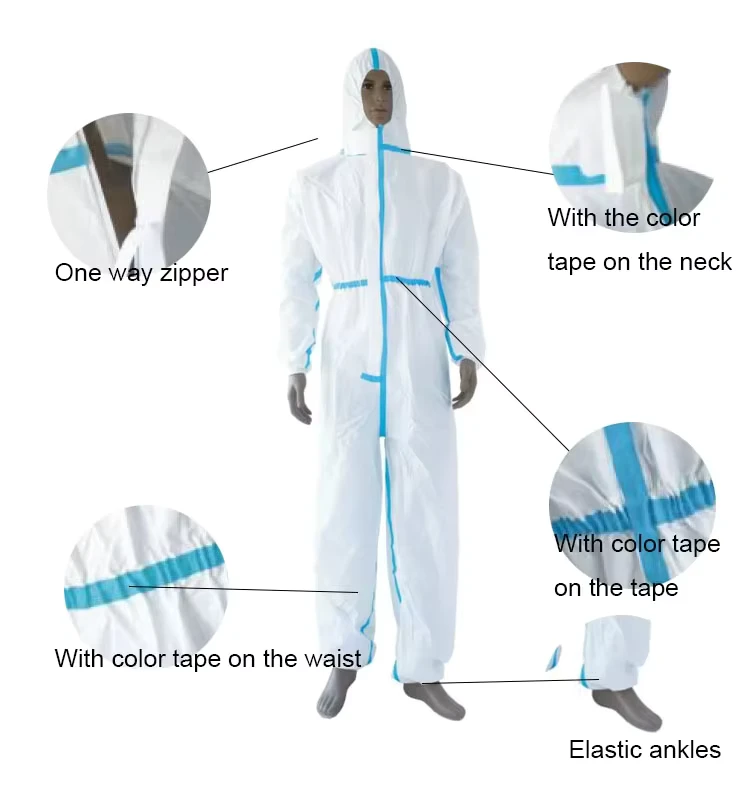PPE-Disposable-PP-Waterproof-Microporous-Taped-Strip-Safety-Medical-Coverall