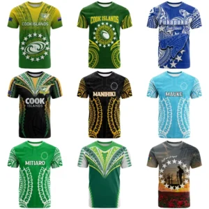 PURE Customized Cook Islands Rugby Training Shirts Polynesian Casual Men’s Golf T Shirt Mesh Round Neck Sport Mens T Shirts