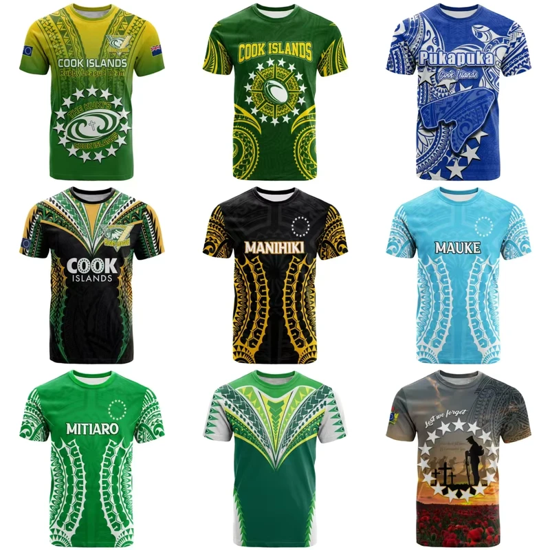 PURE Customized Cook Islands Rugby Training Shirts Polynesian Casual Men's Golf T Shirt Mesh Round Neck Sport Mens T Shirts