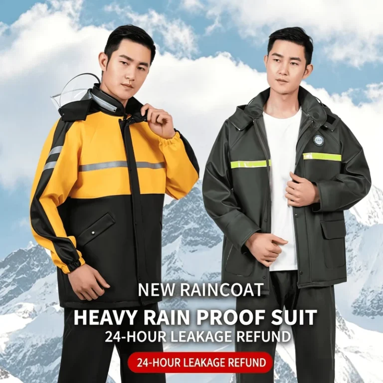 PVC-Knitted-Fabric-Reusable-Motorcycle-Rain-Suit-Waterproof-Jacket-Pants-Set-For-Men-Outdoor-Camping-Cycling