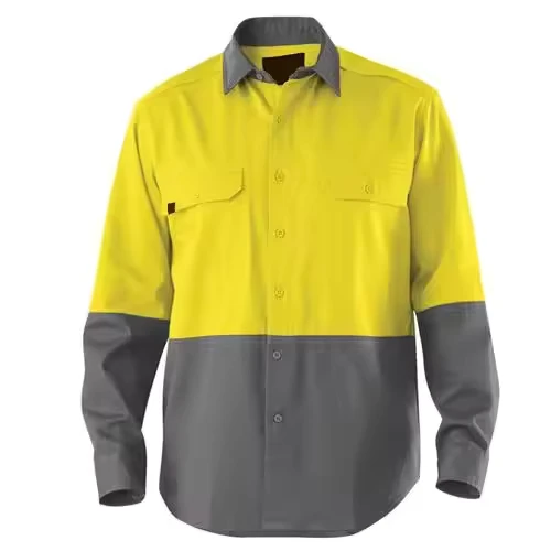 Patchwork Long Sleeve Work Shirt Customized Logo Print Design