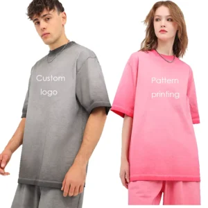 Penpace Garment Custom High Quality 230gsm Cotton T Shirt for Men Vintage Oversize Gradual Color Screen Blank Graphic Pattern