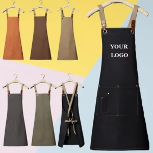 Personalised Custom Cotton Denim WaterProof Camping Server Grilling Artist Waiter Women’s Uniform Apron