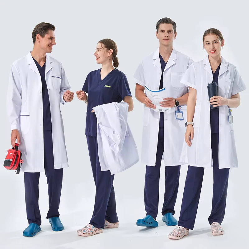 Personalized Fabric White Lab Coats for Doctor Breathable Tooth Pet Hospital Robe Polyester Cotton Medical Uniform