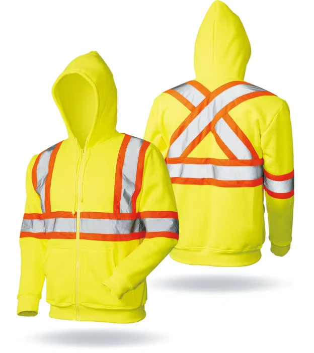 Personalized Hi Vis Sweatshirt With Reflective Strips ConstructionSafety Clothing Hoodie