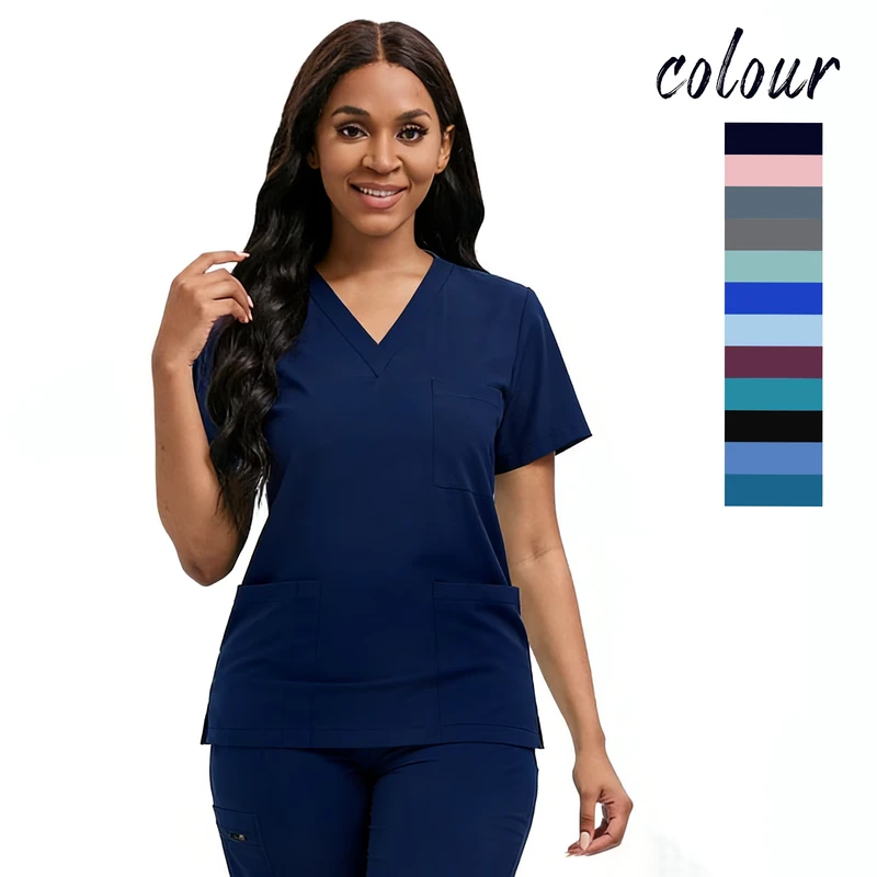 Pet Clinic Nurse Scrub Suit Unisex Medical Uniform Breathable Quick drying Spandex Polyester Scrub Sets Multicolor Hospital Use