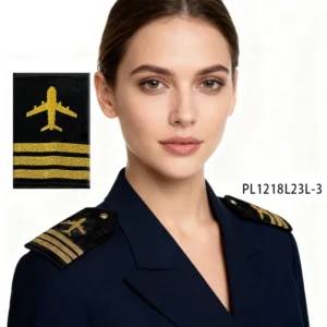 Pilot Epaulets Captain Costume Aircraft Emblem Three Golden Stripes