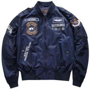 Pilot Retro Jacket with Embroidery Large Size Workwear Coat