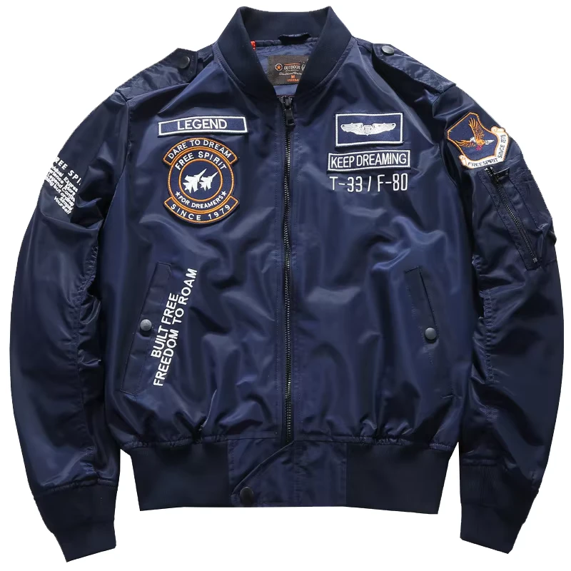 Pilot Retro Jacket with Embroidery Large Size Workwear Coat