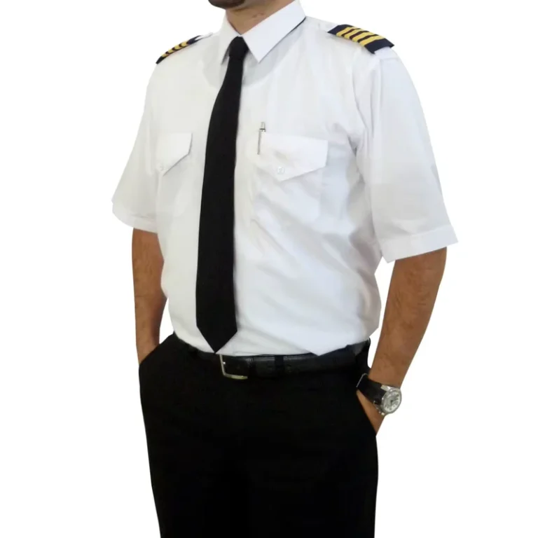 Pilot-Security-Guard-Short-Sleeve-Button-Up-Work-Shirt-with-Custom-Embroidery-Patch