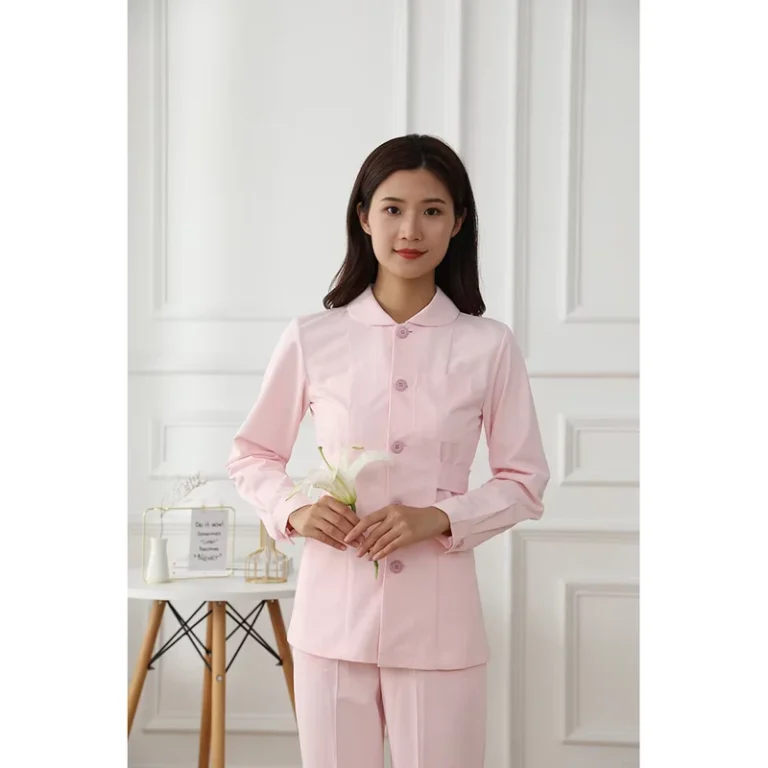 Pink-and-Light-Blue-Womens-Nursing-Uniforms-Cotton-Polyester-Medical-Scrubs
