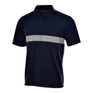 Pique Black Blank Hi Vis Custom Reflective Stripe Polyester Shirt Short Sleeve Uniform Worker Wear Polo Shirt for Men
